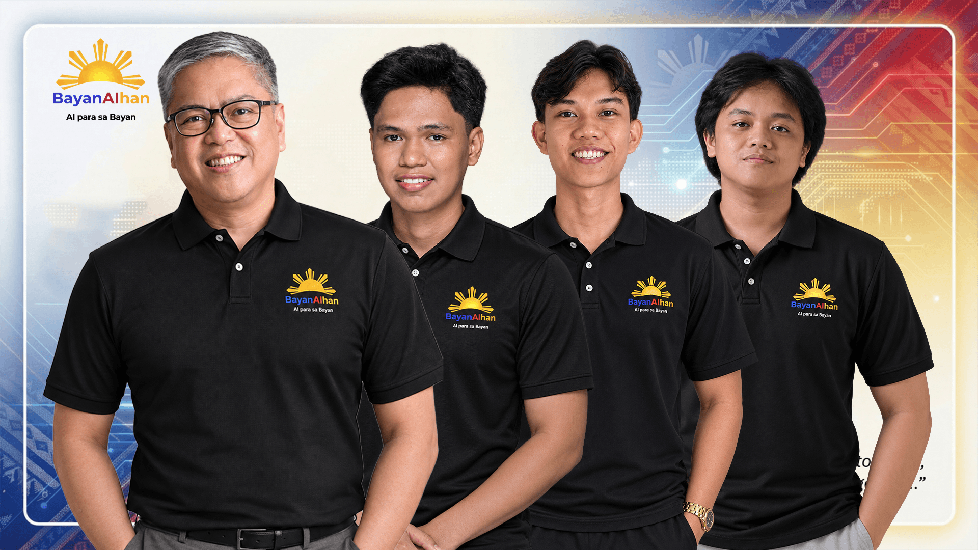 The BayanAIhan team, from left: Emil V. Capino, Manolito O. Almaden, Jan Angelo D. Remular, John Melvin R. Macabeo